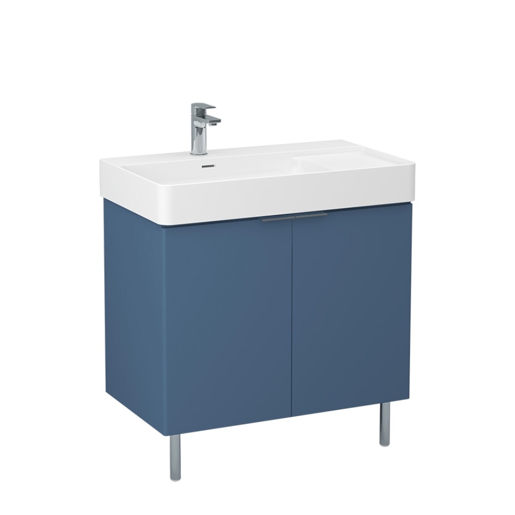 Imex Blade 800mm Matt Blue Double Door Floorstanding Vanity Unit Cut Out