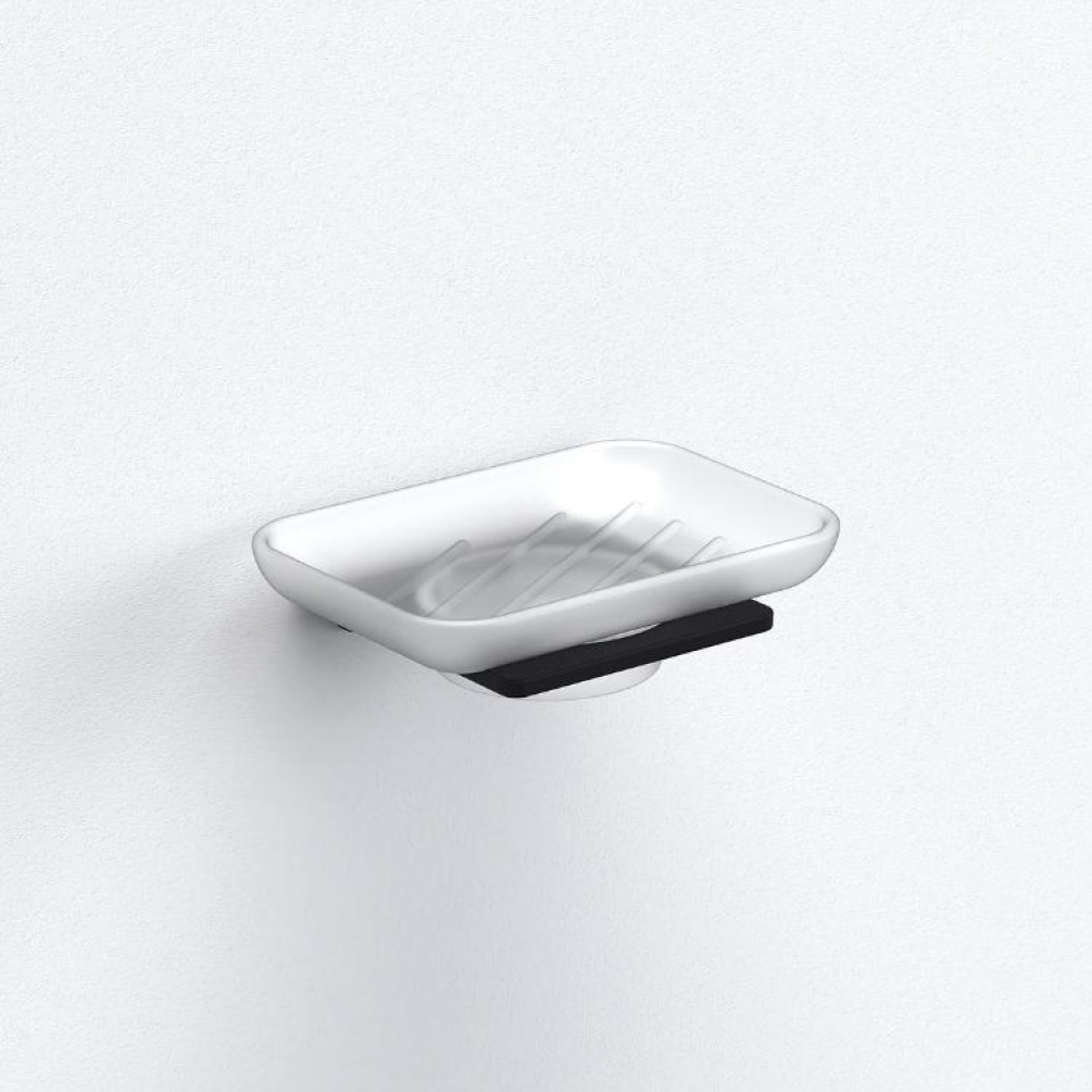 Close up product image of the Origins Living S Cube Black Soap Dish