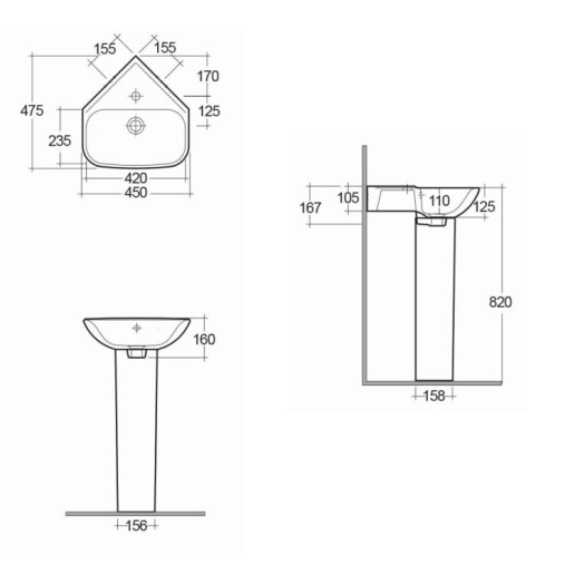 RAK Origin Corner Basin & Pedestal Sanctuary Bathrooms