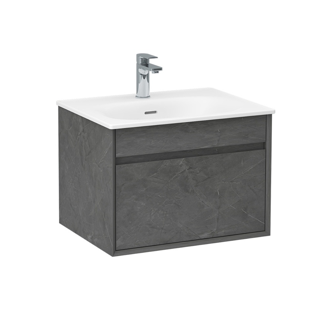 Imex Alma Grey Marble 600mm Wall Mounted Single Drawer Vanity Unit Cut Out