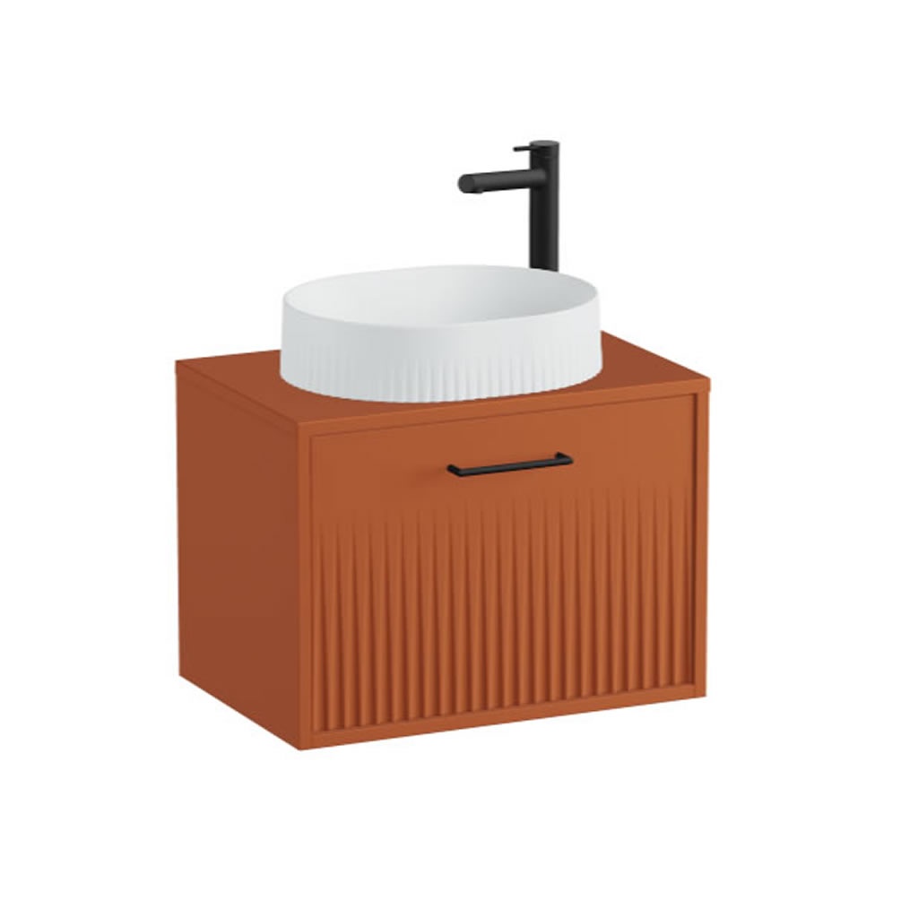 Vado Safari Fluted 600mm Terracotta Wall Hung Vanity Unit & Worktop