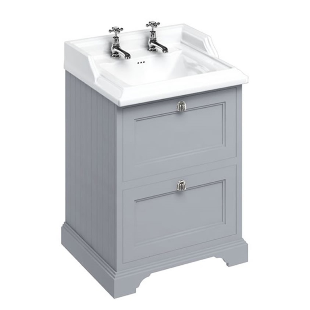 Burlington Classic 650mm Basin & Classic Grey Freestanding Vanity Unit with Drawers