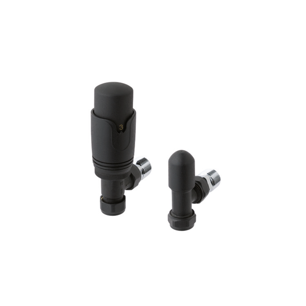 Photo of Eastbrook Matt Black Angled Thermostatic Radiator Valves