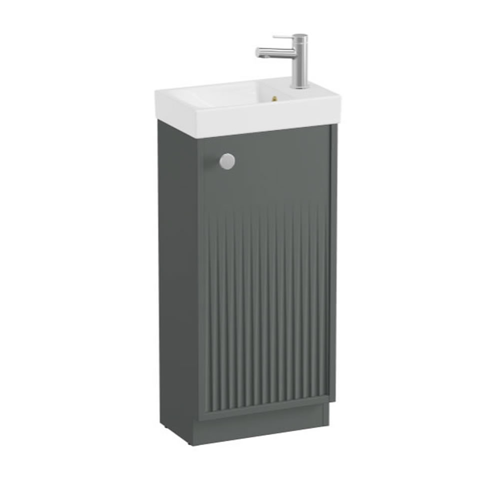 Vado Safari Fluted 400mm Charcoal Grey Floor Mounted Vanity Unit & Ceramic Basin