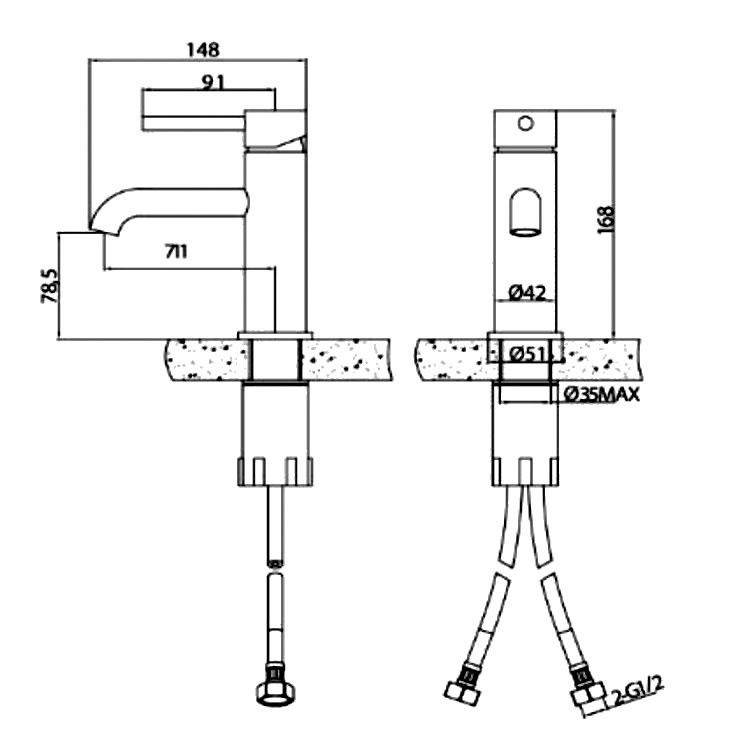 Abacus Iso Brushed Bronze Mono Basin Mixer Sanctuary Bathrooms