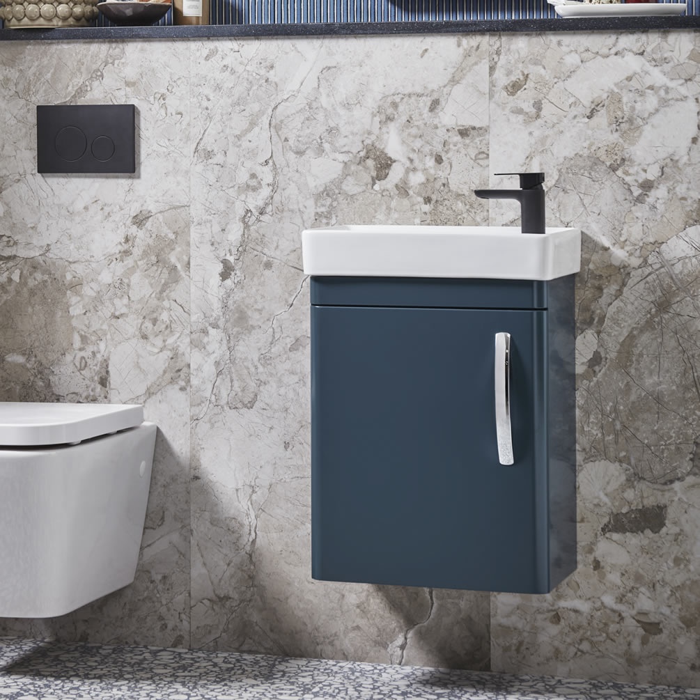 Tavistock Compass 450mm Matt Oxford Blue Wall Mounted Unit & Basin - Lifestyle Image 1