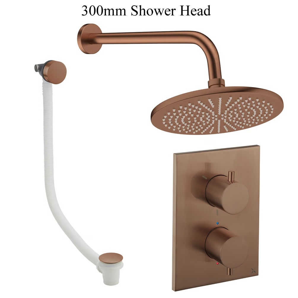 Cutout image of Crosswater Crossbox Brushed Bronze Dual Outlet Shower Bath Set