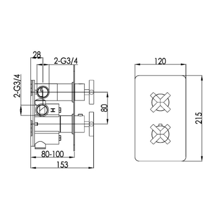 JTP Solex Chrome Three Outlet Thermostatic Shower Valve Sanctuary
