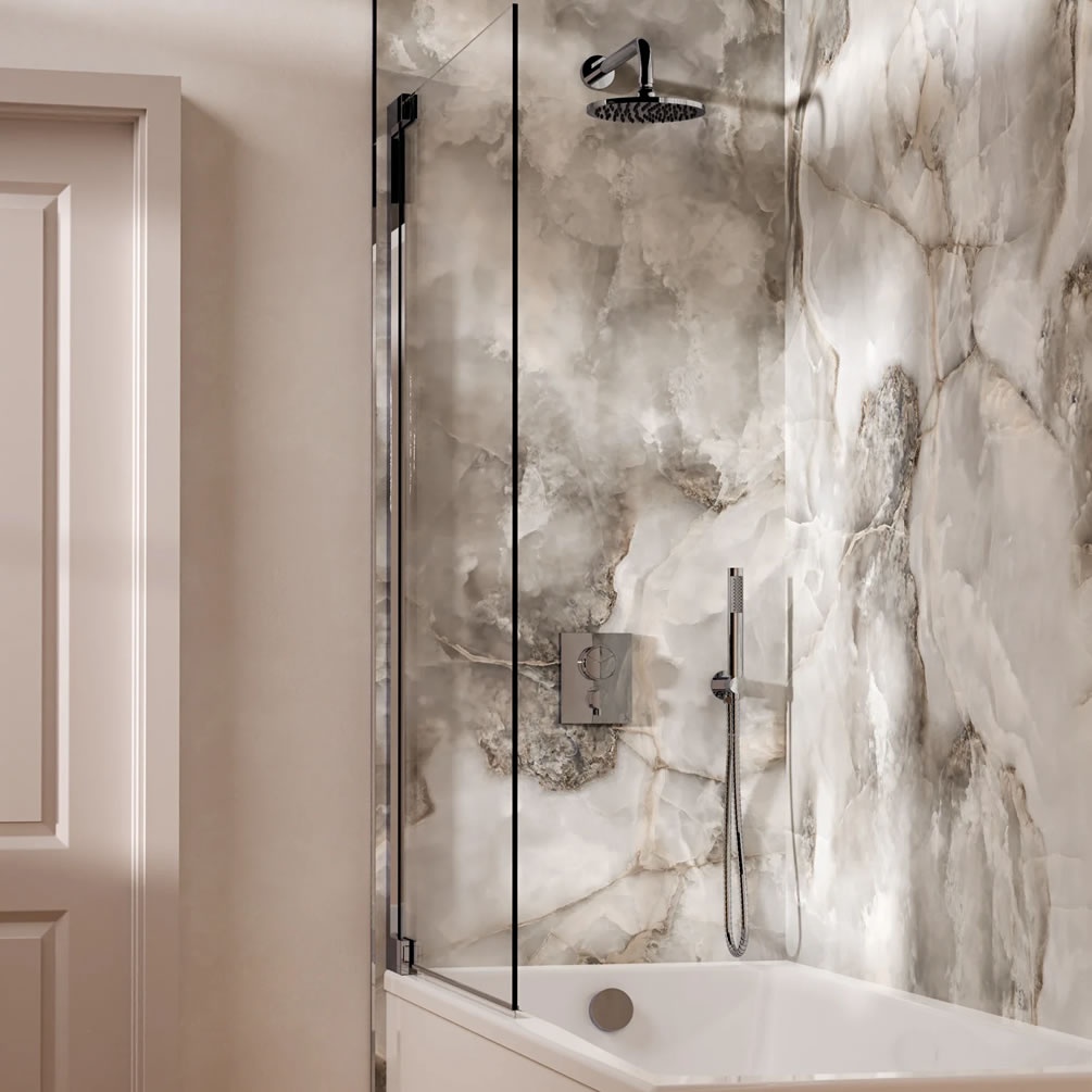Lifestyle image of Crosswater Crossbox Push Chrome Triple Outlet Shower Bath Set