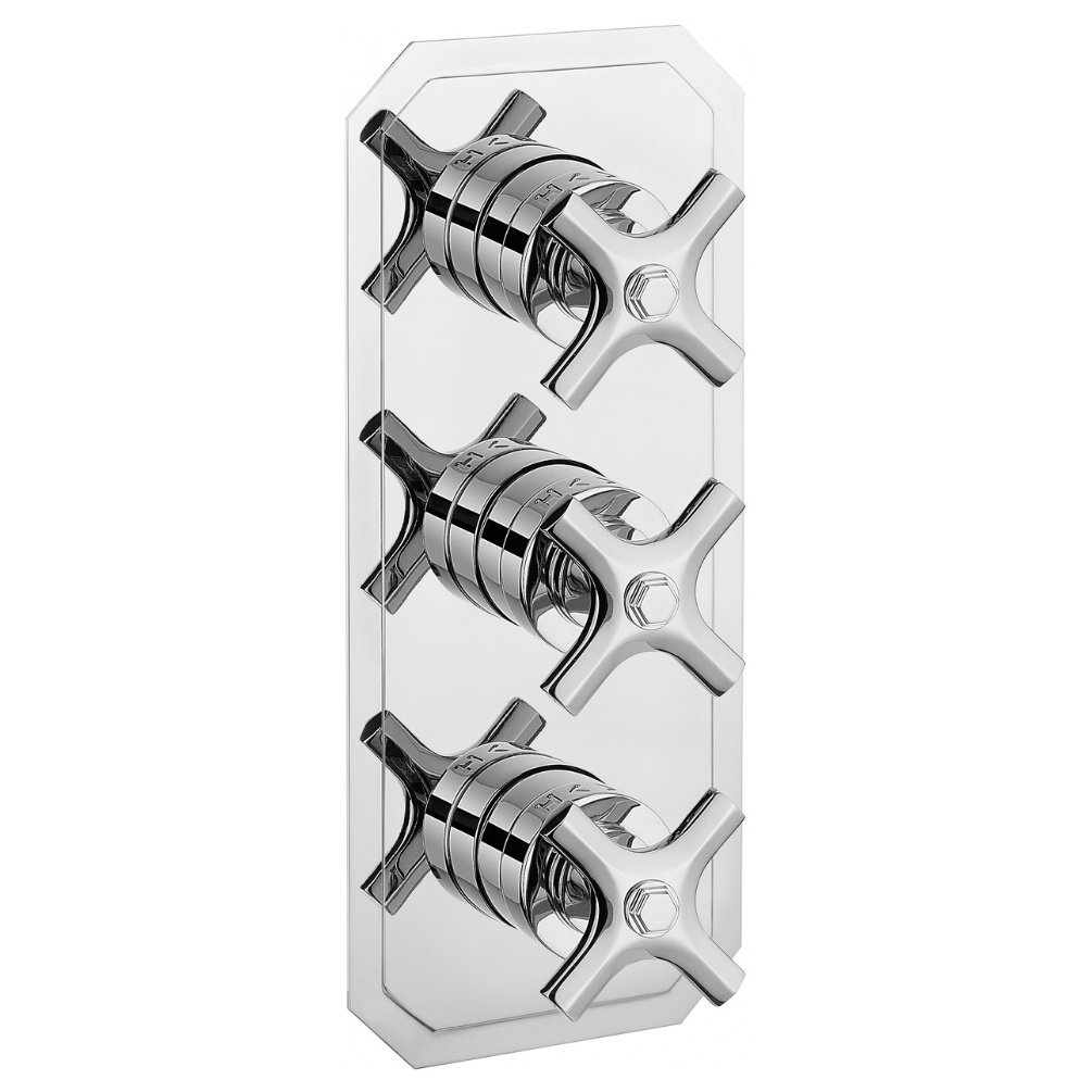 Cut out image of the Crosswater Waldorf Chrome 2 Outlet 3 Handle Shower Valve
