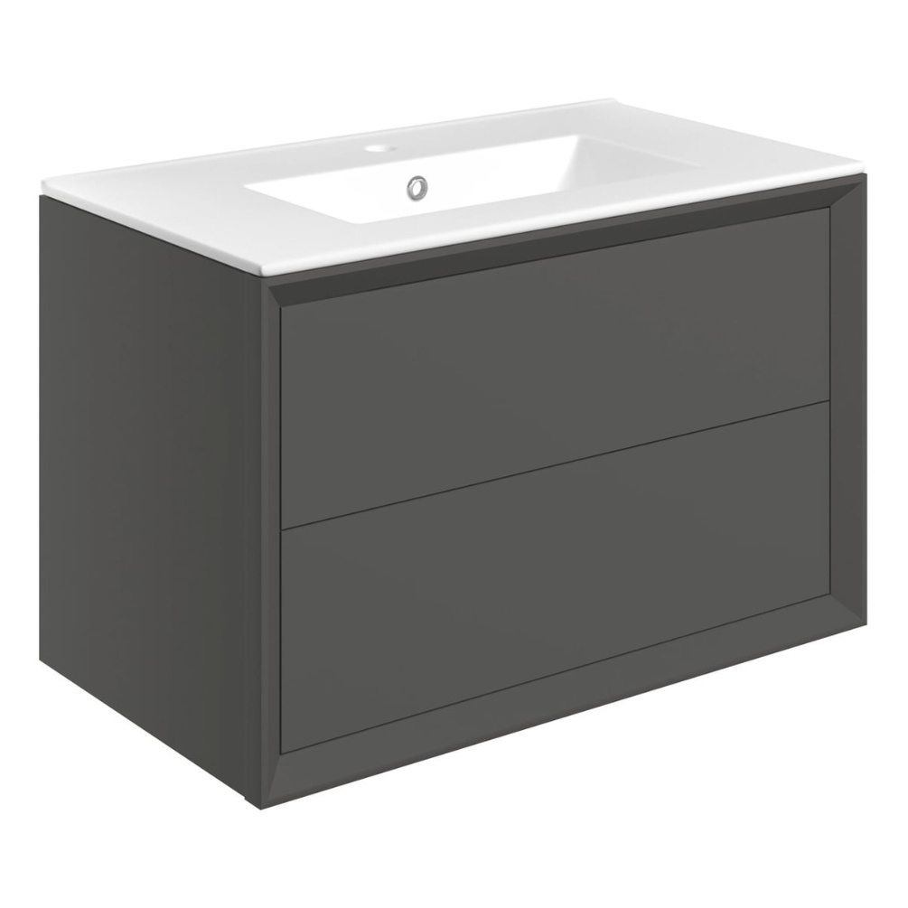 Apex Air Matt Clay 815mm Freestanding 2 Drawer Vanity Unit & Basin Cut Out