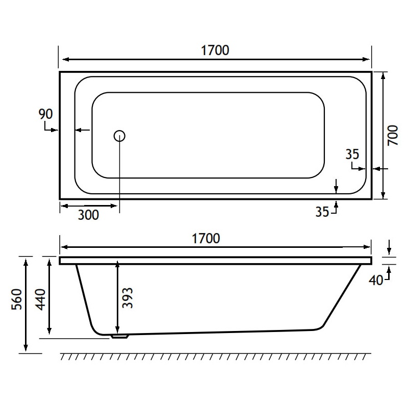 Eastbrook Beaufort Malin 1700 x 700mm Single Ended Bath Sanctuary