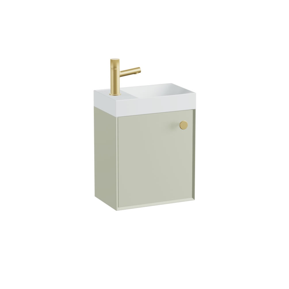 Vado Safari Smooth 400mm Sage Green Vanity Unit & Mineral Basin - Right Pull