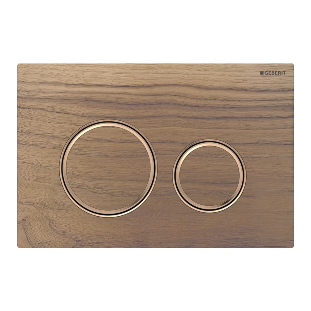 Cutout image of Geberit Sigma50 Round Black Walnut / Red Gold Dual Flush Plate