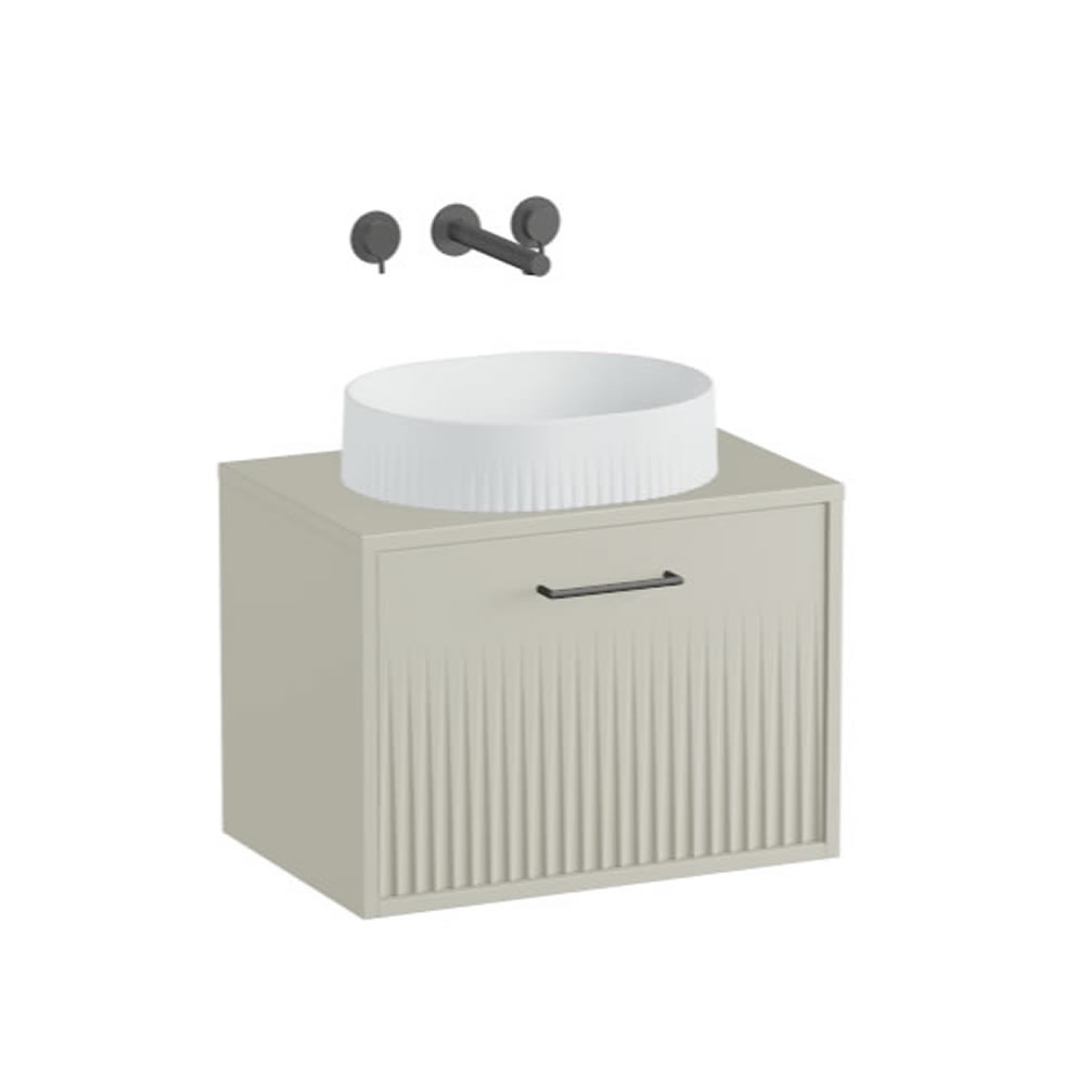 Vado Safari Fluted 600mm Cashmere Wall Hung Vanity Unit & Worktop