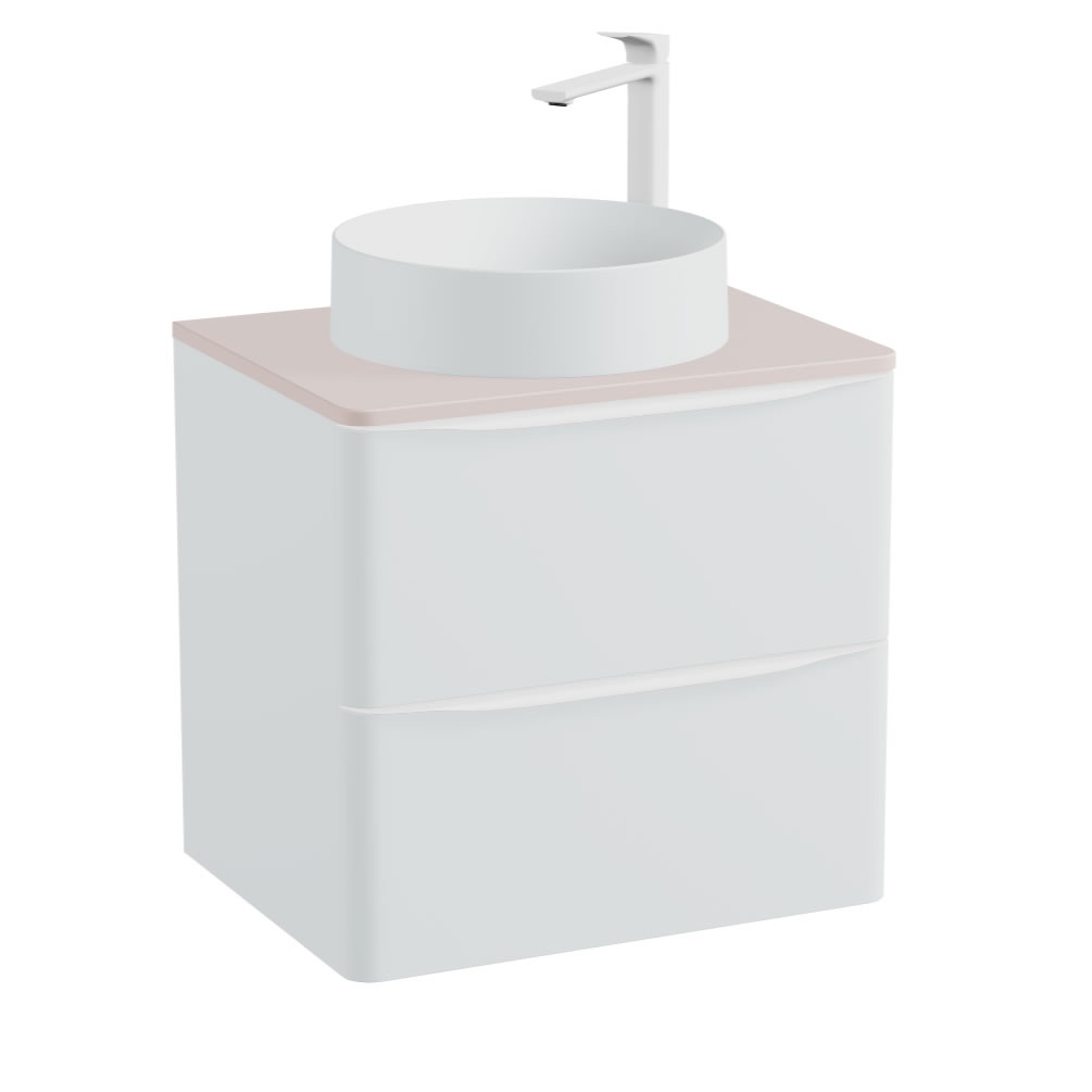 Vado Cameo 600mm Arctic White Vanity Unit & Basin With Pink Worktop