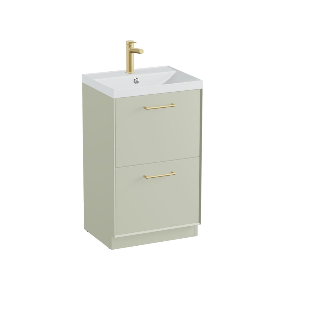Vado Safari Smooth 500mm Sage Green Floor Mounted Vanity Unit & Mineral Basin