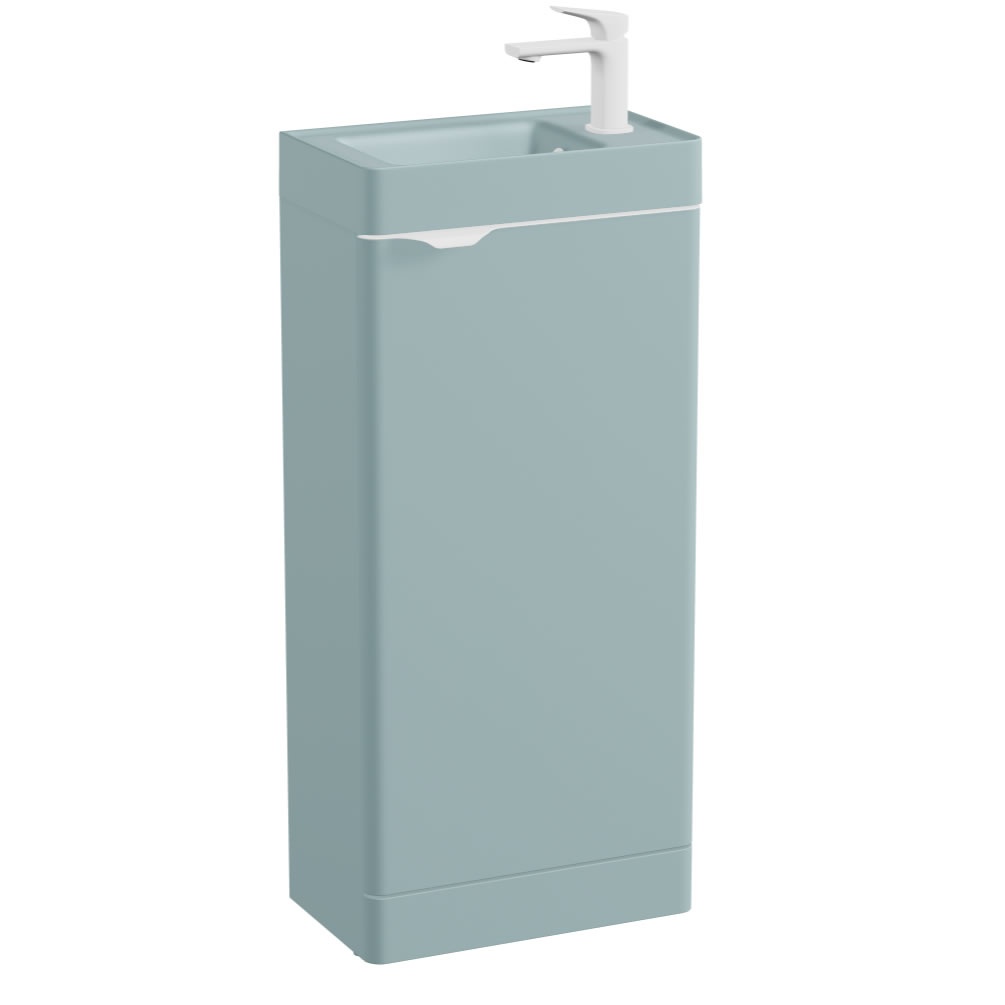 Vado Cameo 400mm Cove Blue Cloakroom Vanity Unit & Blue Basin - Right Hand