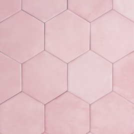 image of hexagonal/hex shaped bathroom tiles in rosa pink