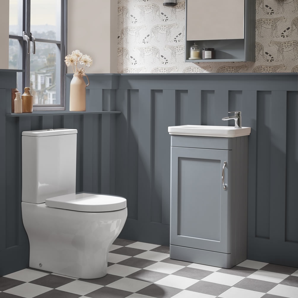 Tavistock Marston 450mm Matt Spruce Cloakroom Vanity Unit & Basin - Lifestyle Image 1