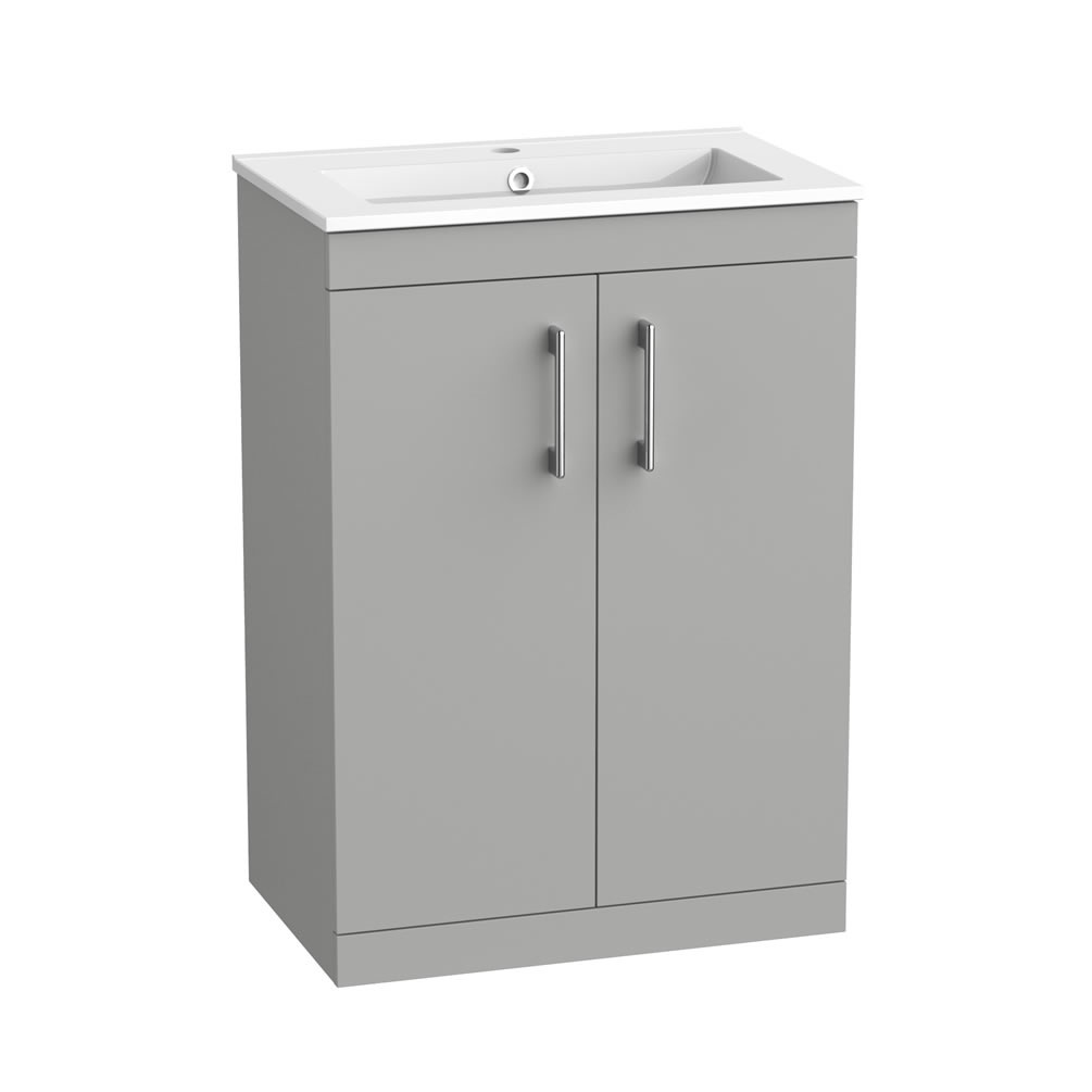 Tavistock Kew 600mm Matt Light Grey Freestanding Vanity Unit & Basin