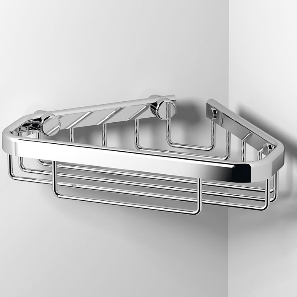 Lifestyle image of Origins Living Sonia Small Corner Shower Basket.