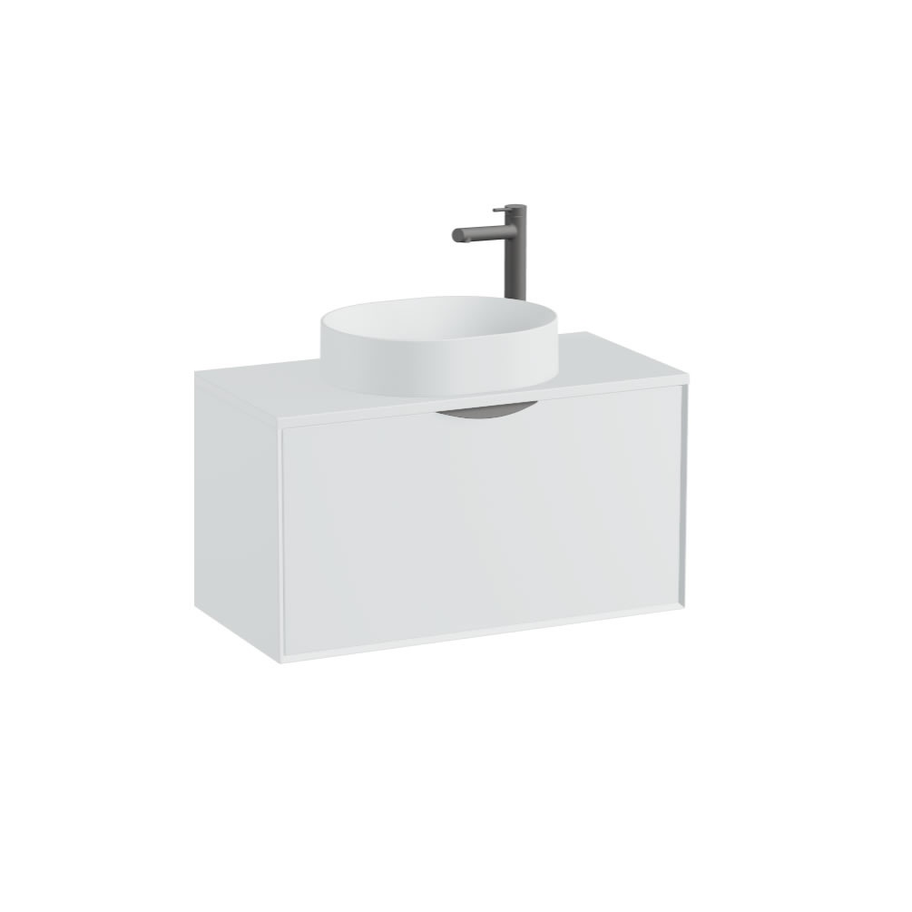 Vado Safari Smooth 800mm Arctic White Wall Hung Vanity Unit & Arctic White Worktop
