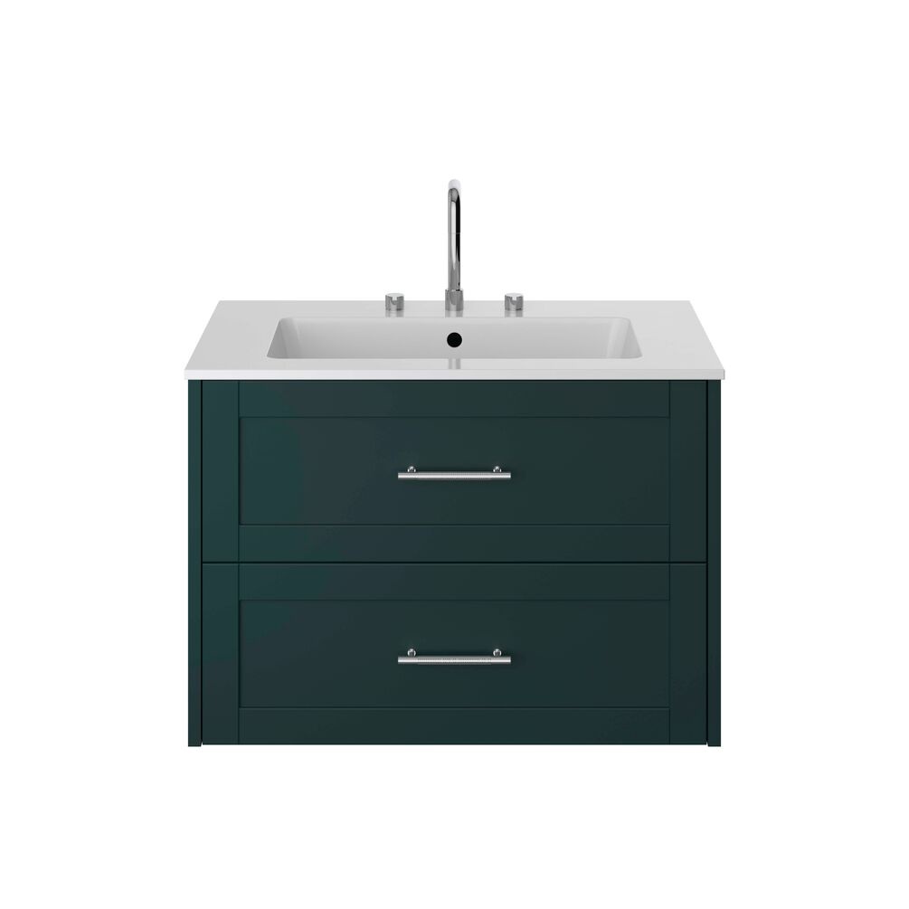 Cut out image of the Heritage Lynton 800mm Classic Green Wall Hung Vanity Unit, Basin & Handle Pack