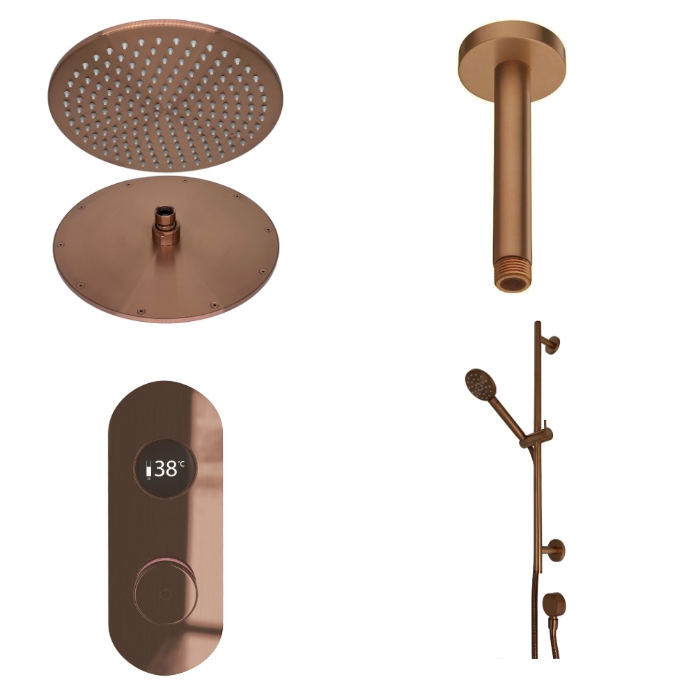 Ted Togo Brushed Bronze Oval Valve Ceiling Arm Cut Out
