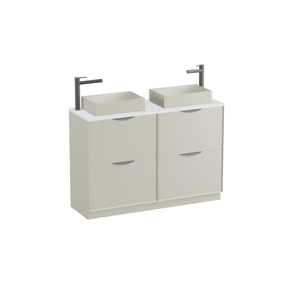 Vado Safari Smooth 1200mm Cashmere Floorstanding Vanity Unit & Arctic White Worktop