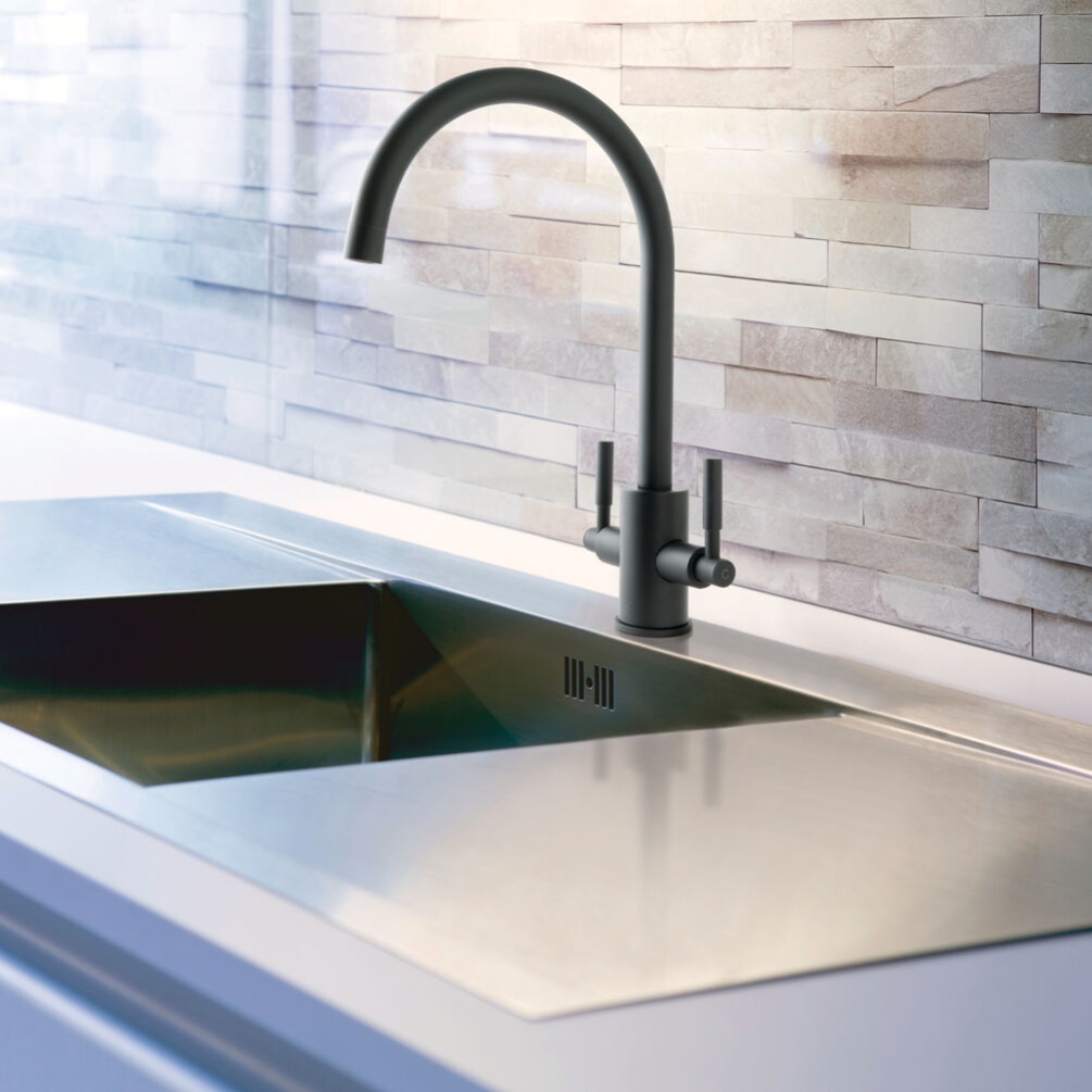 JTP Newbury Matt Black Kitchen Basin Mixer Lifestyle