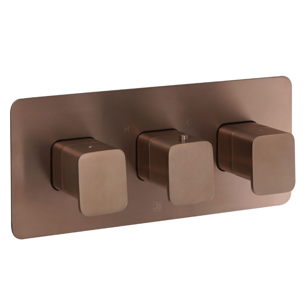 JTP Hix Brushed Bronze 3 Handle  3 Outlet Landscape Concealed Shower Valve Cut Out
