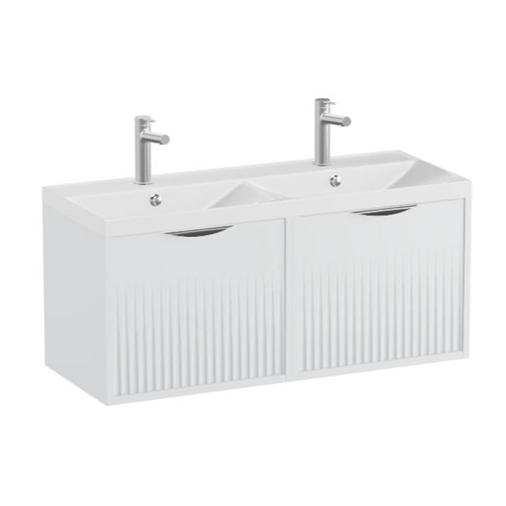 Vado Safari Fluted 1000mm Arctic White Wall Hung Vanity Unit & White Gloss Basin