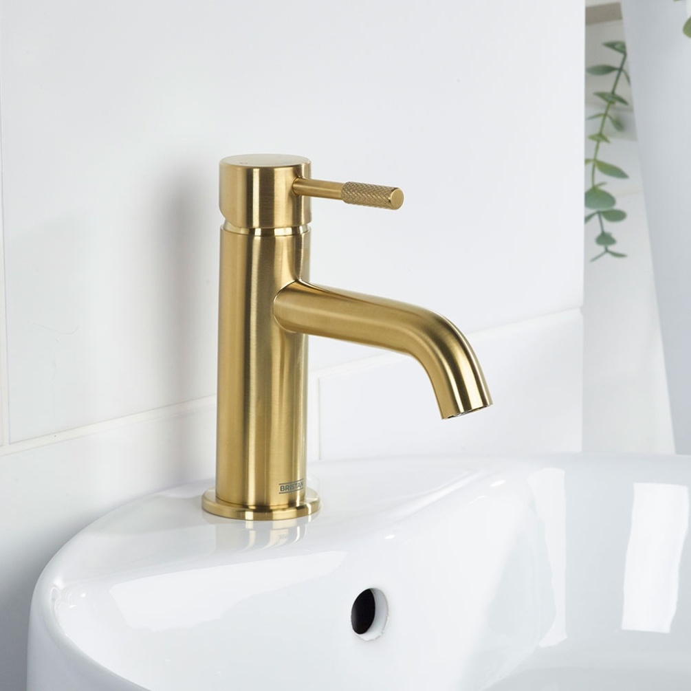 Lifestyle image of the Bristan Molida Brushed Brass Basin Mixer Tap