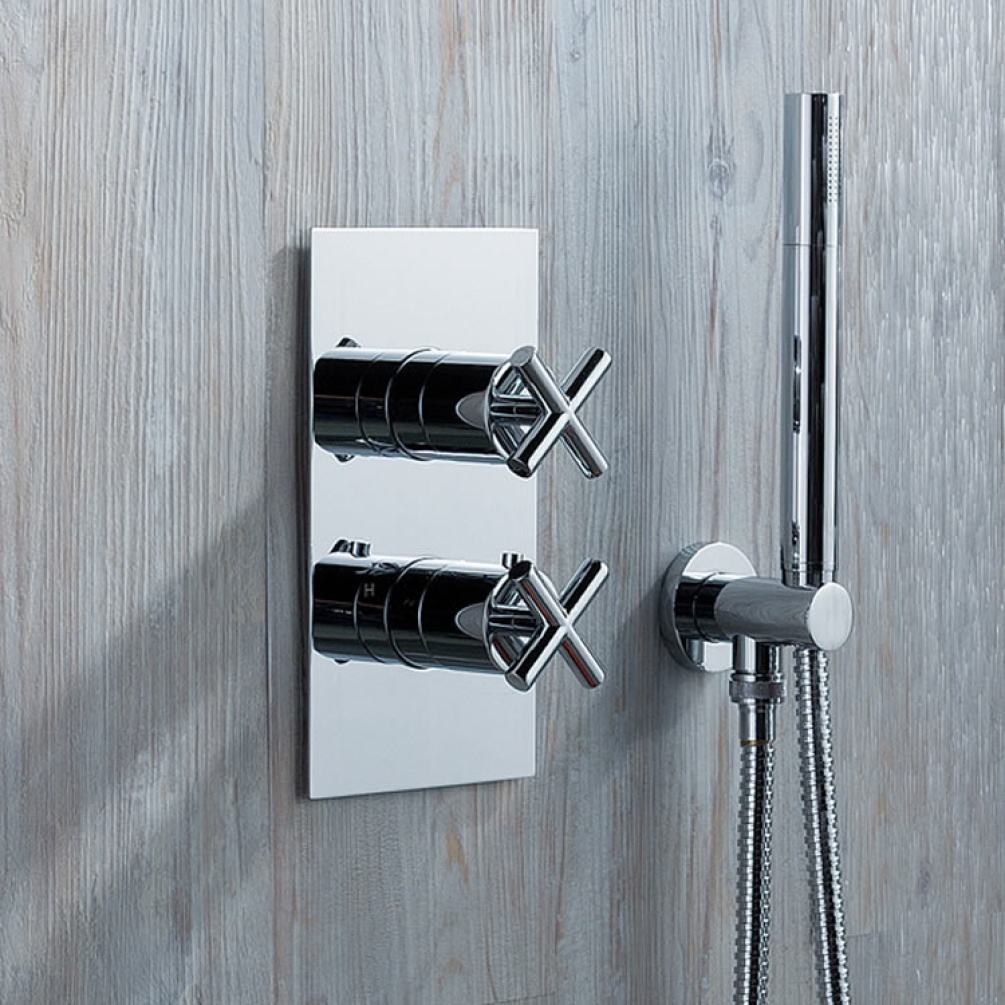 JTP Solex Chrome Twin Outlet Thermostatic Shower Valve - Lifestyle