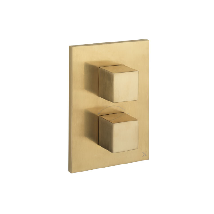 Photo of Crosswater Verge Brushed Brass Crossbox & 1 Outlet Trim Set Cutout