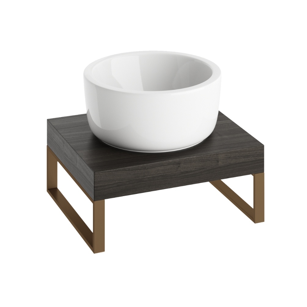 Product Cut out image of the Abacus Concept Cloud Lava 500mm Shelf with Brushed Bronze Towel Hangers