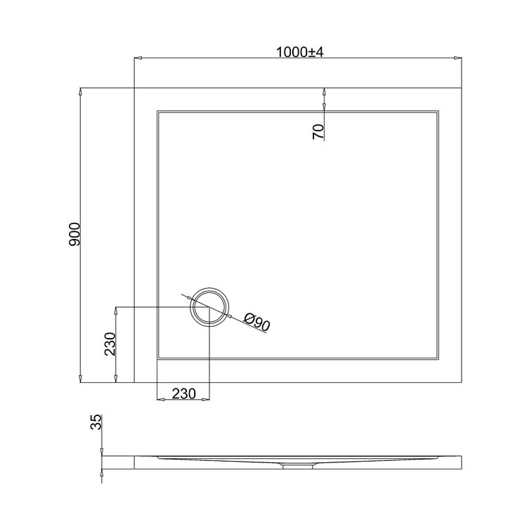 Zamori 35mm Rectangular 1000x900 Shower Tray Sanctuary Bathrooms