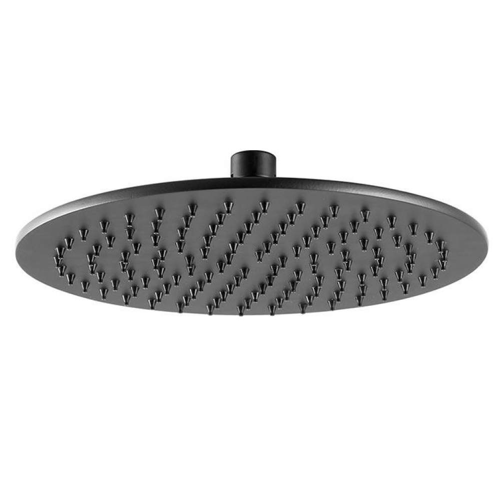 Product Cut out image of the JTP Vos Matt Black 300mm Round Shower Head