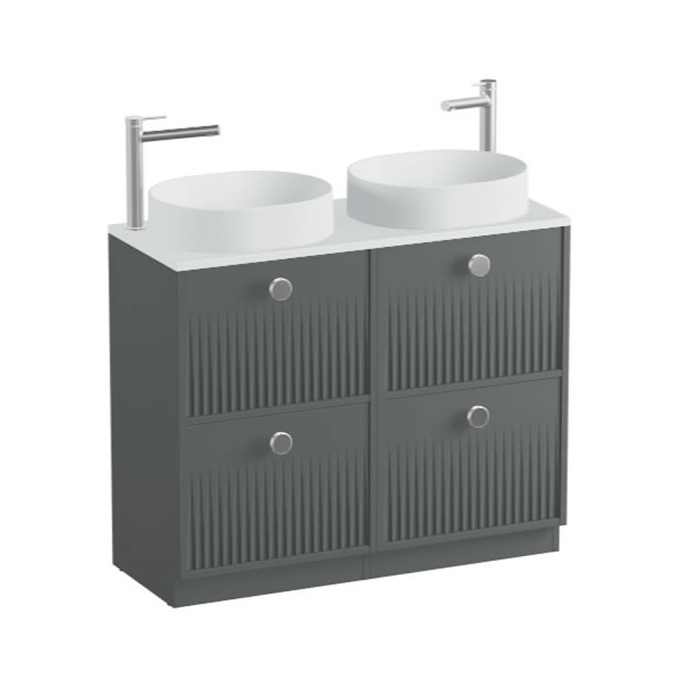 Vado Safari Fluted 1000mm Charcoal Grey Floorstanding Vanity Unit & Arctic Worktop