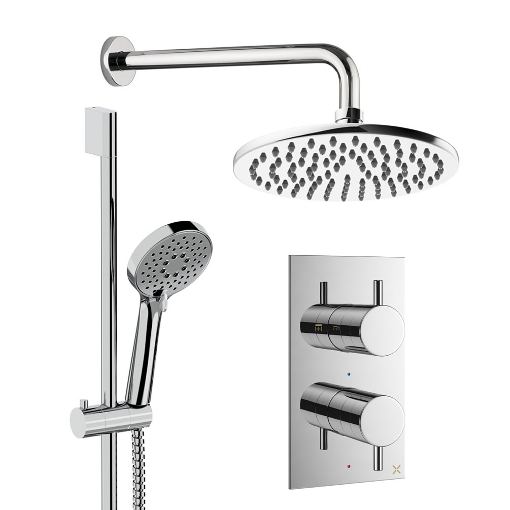 Cutout image of Crosswater Design Chrome Dual Outlet Slide Rail Shower Set