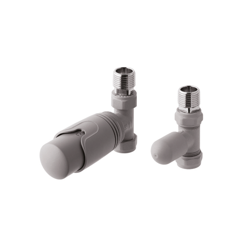 Photo of Eastbrook Matt Grey Straight Thermostatic Radiator Valves Cutout