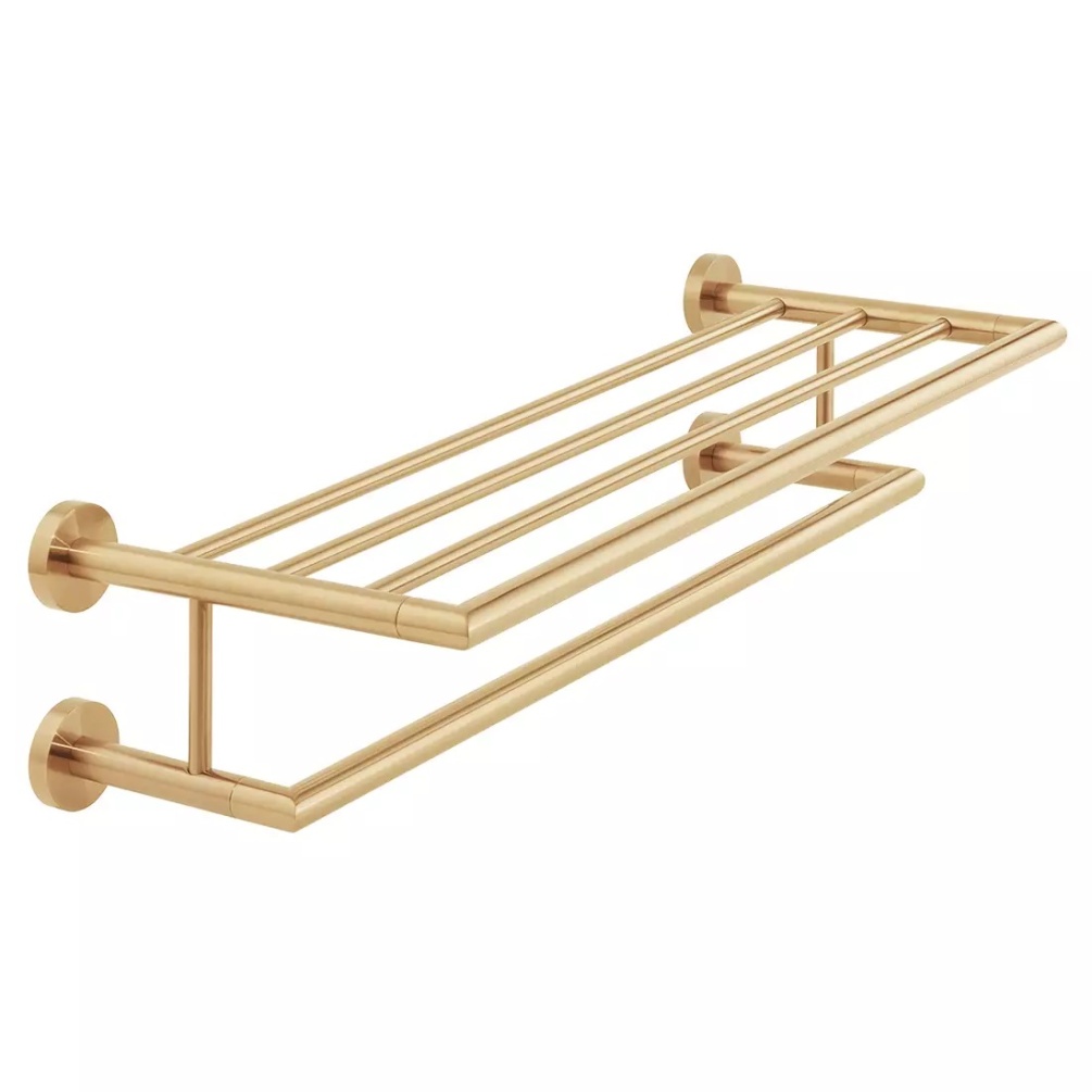 Cutout image of Vado Individual Spa Brushed Gold Towel Shelf & Rail