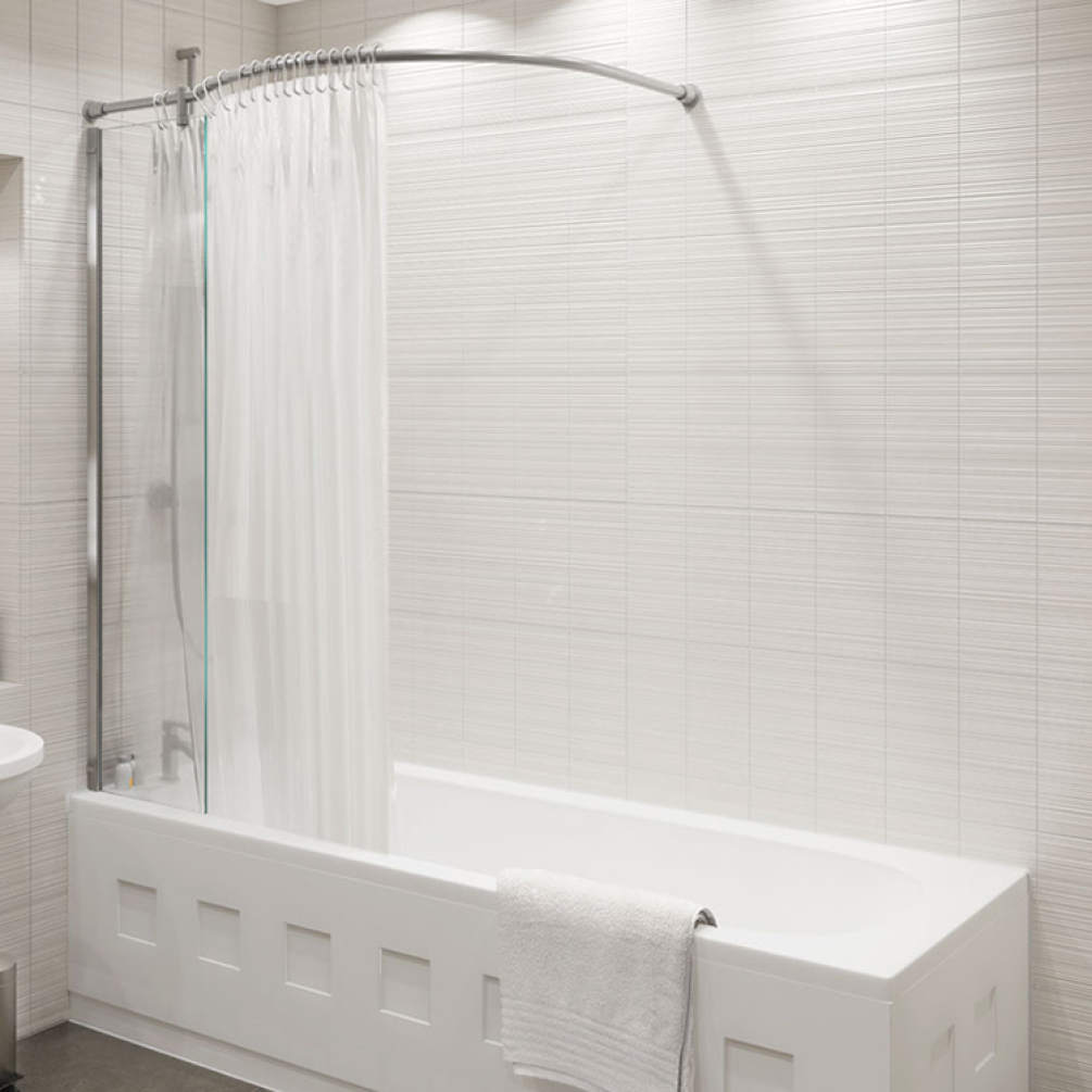 Lifestyle Photo of Kudos Inspire Over Bath Shower Panel with Bow Corner Rail