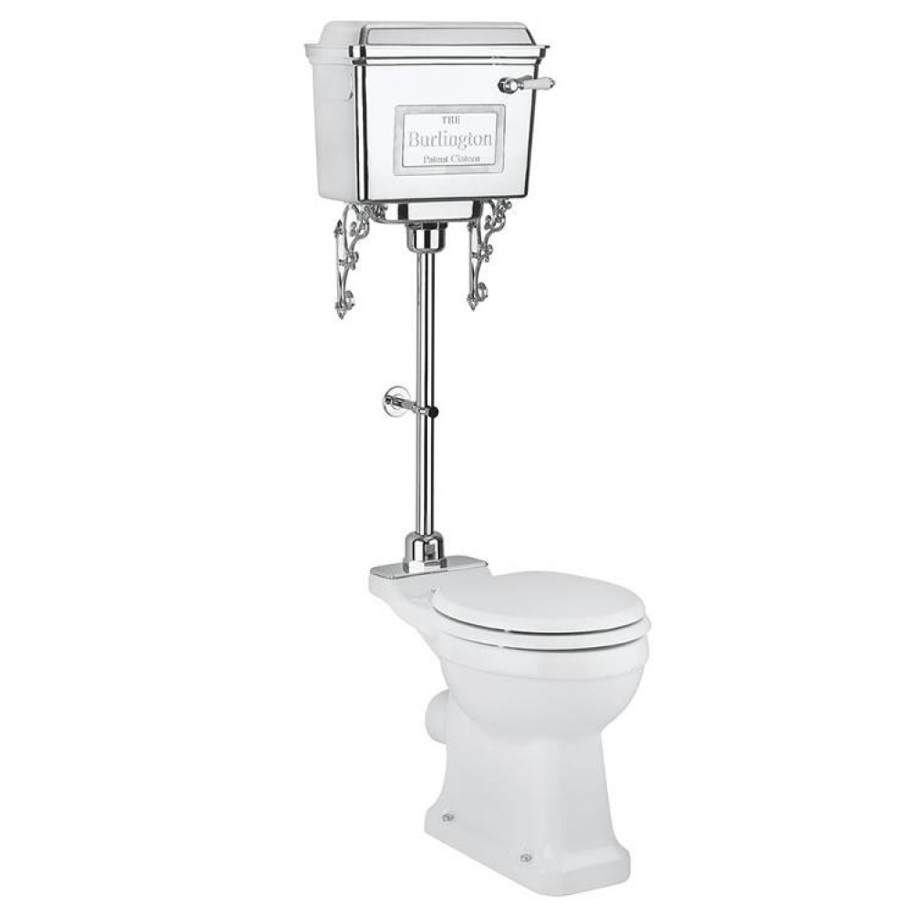 Product Cut out image of the Burlington Chrome Aluminium Medium Level Toilet