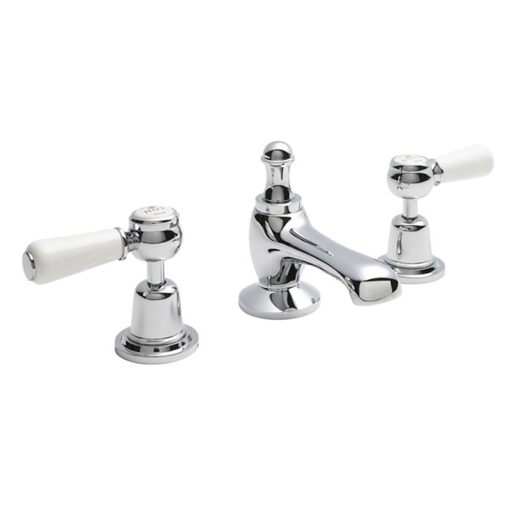 BC Designs Victrion Lever 3 Tap Hole Basin Mixer Inc. Waste