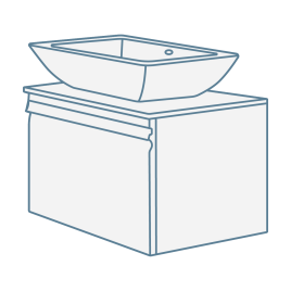 iconography image of a bathroom vanity unit with a countertop basin on top