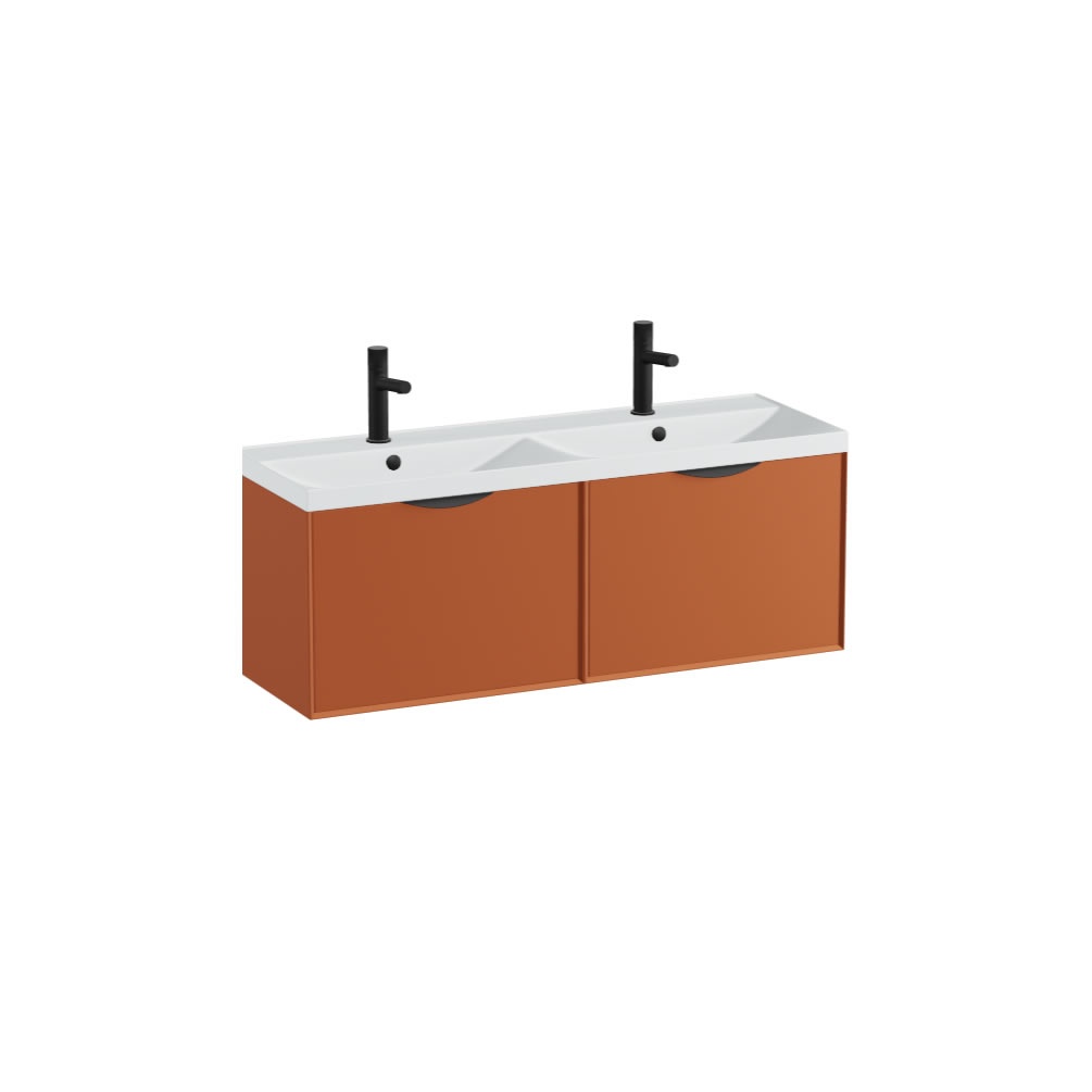 Vado Safari Smooth 1200mm Terracotta Wall Hung Vanity Unit & Arctic White Basin