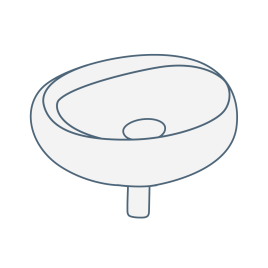 iconography image of a circular or round wall hung or wall mounted bathroom sink/basin