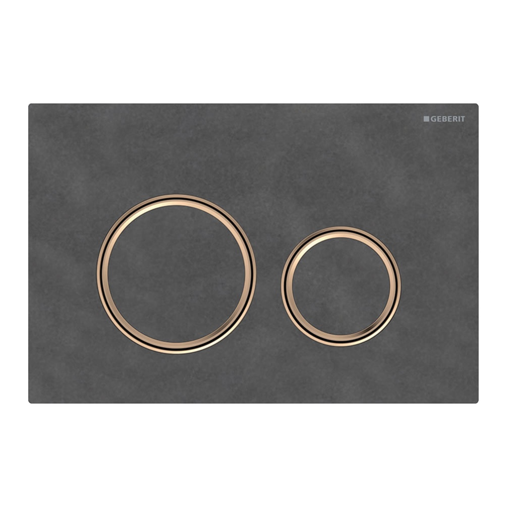 Cutout image of Geberit Sigma50 Round Mustang Slate / Red Gold Dual Flush Plate